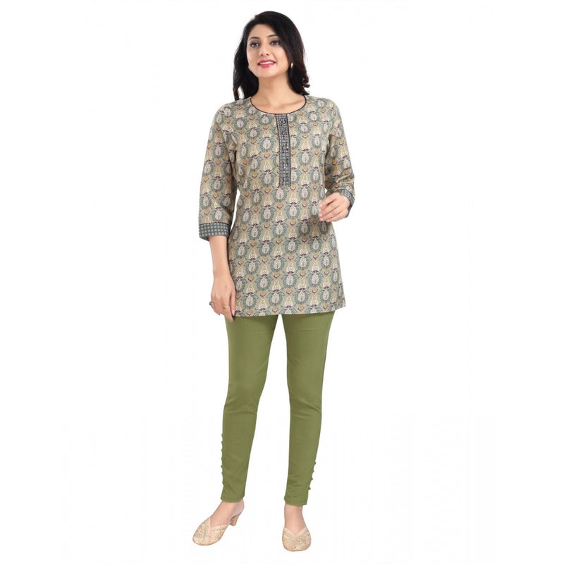 Mayawye Women's 3/4th Sleeve Viscose Blend Tunic Short Top (Multicolor)