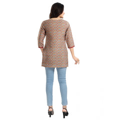 Mayawye Women's 3/4th Sleeve Viscose Blend Tunic Short Top (Multicolor)
