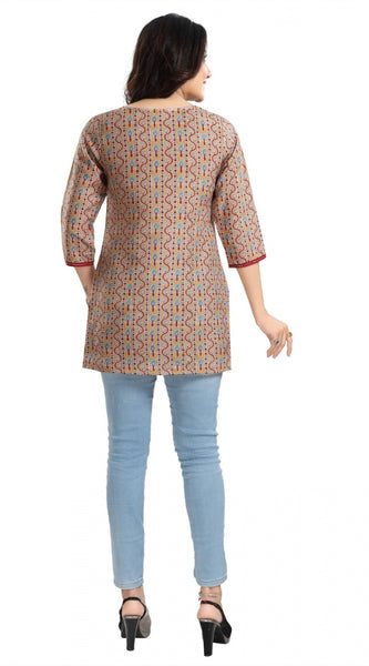 Mayawye Women's 3/4th Sleeve Viscose Blend Tunic Short Top (Multicolor)