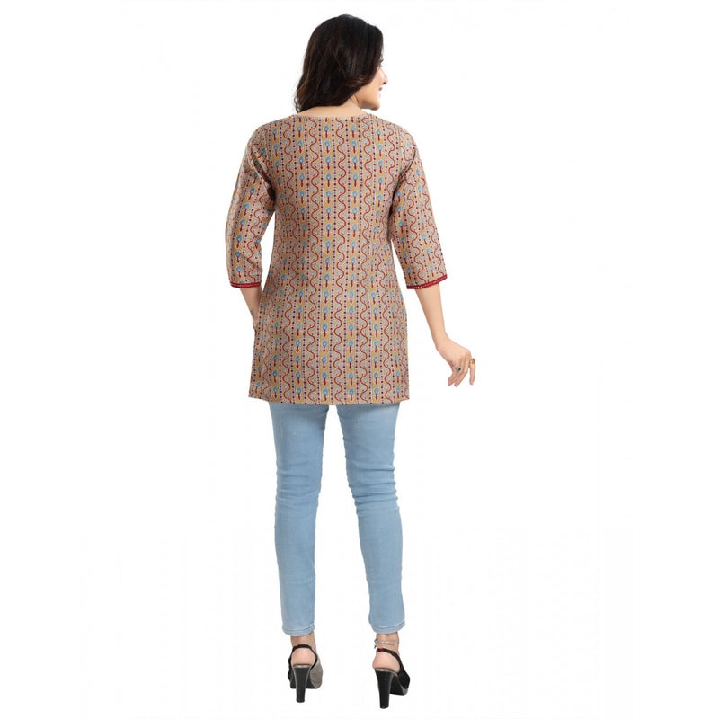 Mayawye Women's 3/4th Sleeve Viscose Blend Tunic Short Top (Multicolor)