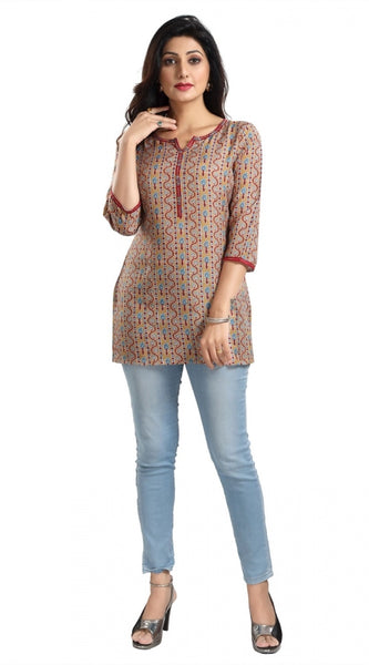 Mayawye Women's 3/4th Sleeve Viscose Blend Tunic Short Top (Multicolor)
