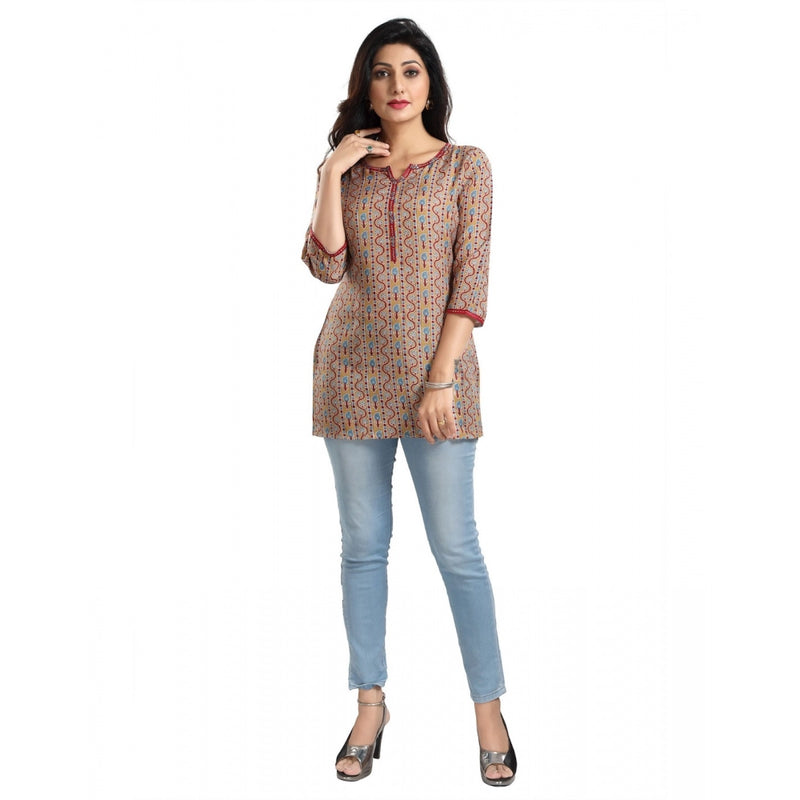 Mayawye Women's 3/4th Sleeve Viscose Blend Tunic Short Top (Multicolor)