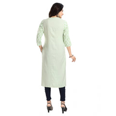 Mayawye Women's 3/4th Sleeve Viscose Blend Tunic Long Kurti (Green)