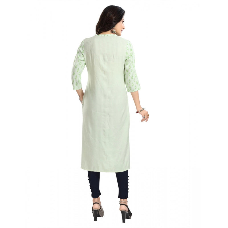 Mayawye Women's 3/4th Sleeve Viscose Blend Tunic Long Kurti (Green)