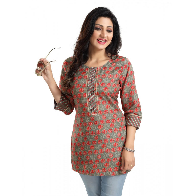Mayawye Women's 3/4th Sleeve Viscose Blend Tunic Short Top (Multicolor)