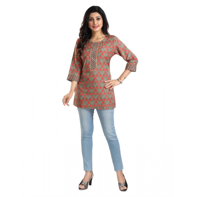 Mayawye Women's 3/4th Sleeve Viscose Blend Tunic Short Top (Multicolor)