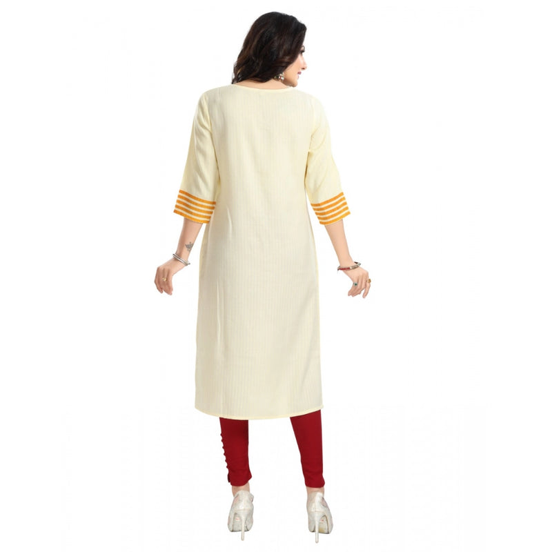 Mayawye Women's 3/4th Sleeve Viscose Blend Tunic Long Kurti (Yellow)