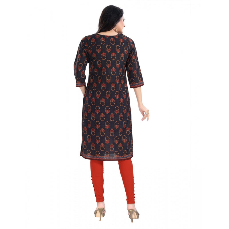 Mayawye Women's 3/4th Sleeve Cotton Blend Tunic Long Kurti (Grey)
