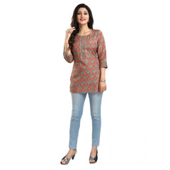 Mayawye Women's 3/4th Sleeve Viscose Blend Tunic Short Top (Multicolor)
