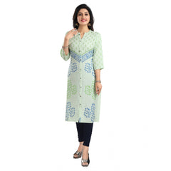 Mayawye Women's 3/4th Sleeve Viscose Blend Tunic Long Kurti (Green)