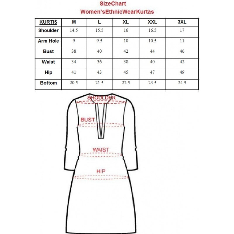 Mayawye Women's Cotton Printed A Line Kurti (Black, Cotton)