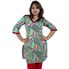 Mayawye Women's Rayon Kurtis (Red, Multi, S)