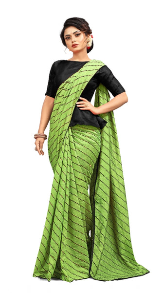 Mayawye Women's Vichitra Saree with Blouse (LightGreen, 5-6 Mtrs)