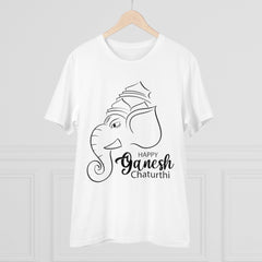 Mayawye Men's PC Cotton Ganesh Printed T Shirt (Color: White, Thread Count: 180GSM)