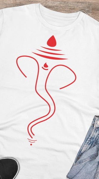 Mayawye Men's PC Cotton Ganesh Printed T Shirt (Color: White, Thread Count: 180GSM)