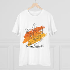 Mayawye Men's PC Cotton Ganesh Printed T Shirt (Color: White, Thread Count: 180GSM)
