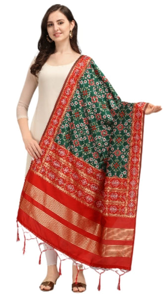 Mayawye Women's Silk Pure weaving Work Duppatta (Green, Length: 2-2.3 Mtrs)