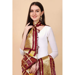 Mayawye Women's Silk Pure weaving Work Duppatta (Maroon, Length: 2-2.3 Mtrs)