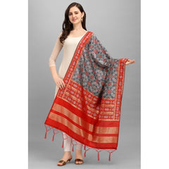 Mayawye Women's Silk Pure weaving Work Duppatta (Grey, Length: 2-2.3 Mtrs)