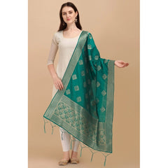 Mayawye Women's Silk Pure Zari weaving Duppatta (Green, Length: 2-2.3 Mtrs)