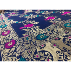 Mayawye Women's Silk Pure Zari weaving Duppatta (Navy Blue, Length: 2-2.3 Mtrs)