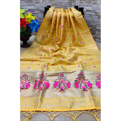 Mayawye Women's Silk Pure Zari weaving Duppatta (Mustard Yellow, Length: 2-2.3 Mtrs)