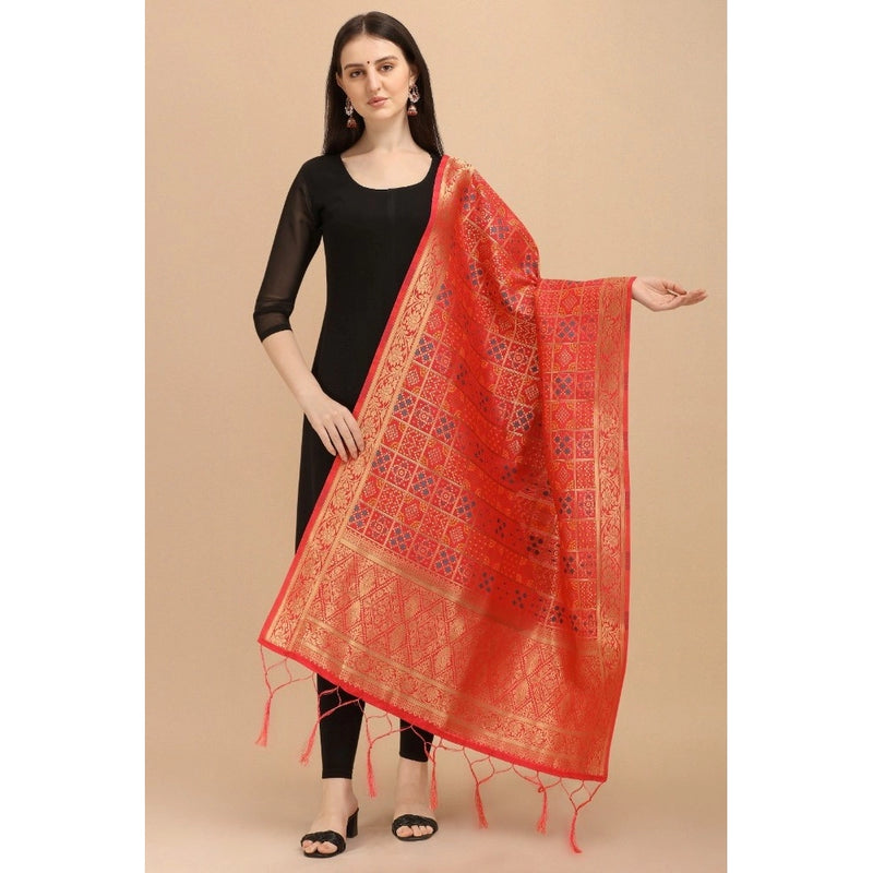 Mayawye Women's Silk Pure weaving Work Duppatta (Red, Length: 2-2.3 Mtrs)