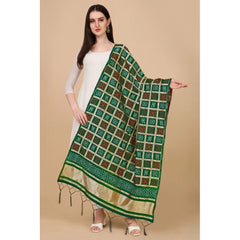Mayawye Women's Silk Pure weaving Work Duppatta (Green, Length: 2-2.3 Mtrs)