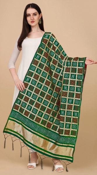 Mayawye Women's Silk Pure weaving Work Duppatta (Green, Length: 2-2.3 Mtrs)