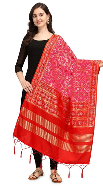 Mayawye Women's Silk Pure weaving Work Duppatta (Pink, Length: 2-2.3 Mtrs)