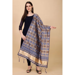 Mayawye Women's Silk Pure weaving Work Duppatta (Grey, Length: 2-2.3 Mtrs)