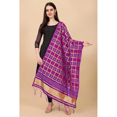 Mayawye Women's Silk Pure weaving Work Duppatta (Purple, Length: 2-2.3 Mtrs)