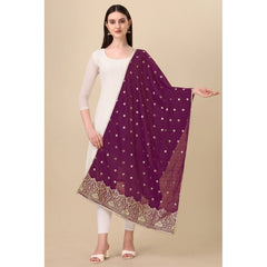 Mayawye Women's Silk Pure Zari weaving Duppatta (Purple, Length: 2-2.3 Mtrs)