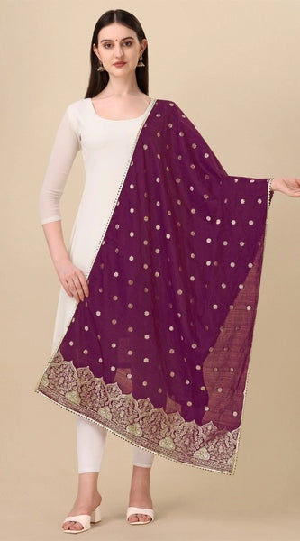 Mayawye Women's Silk Pure Zari weaving Duppatta (Purple, Length: 2-2.3 Mtrs)