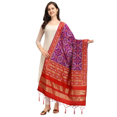 Mayawye Women's Silk Pure weaving Work Duppatta (Purple, Length: 2-2.3 Mtrs)