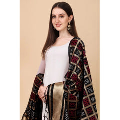 Mayawye Women's Silk Pure weaving Work Duppatta (Black, Length: 2-2.3 Mtrs)