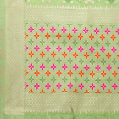 Mayawye Women's Silk Pure Zari weaving Duppatta (Light Green, Length: 2-2.3 Mtrs)
