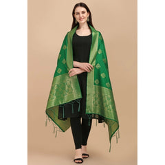 Mayawye Women's Silk Pure Zari weaving Duppatta (Green, Length: 2-2.3 Mtrs)