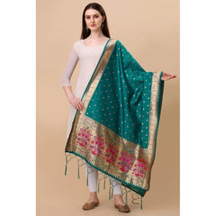 Mayawye Women's Silk Pure Zari weaving Duppatta (Rama, Length: 2-2.3 Mtrs)