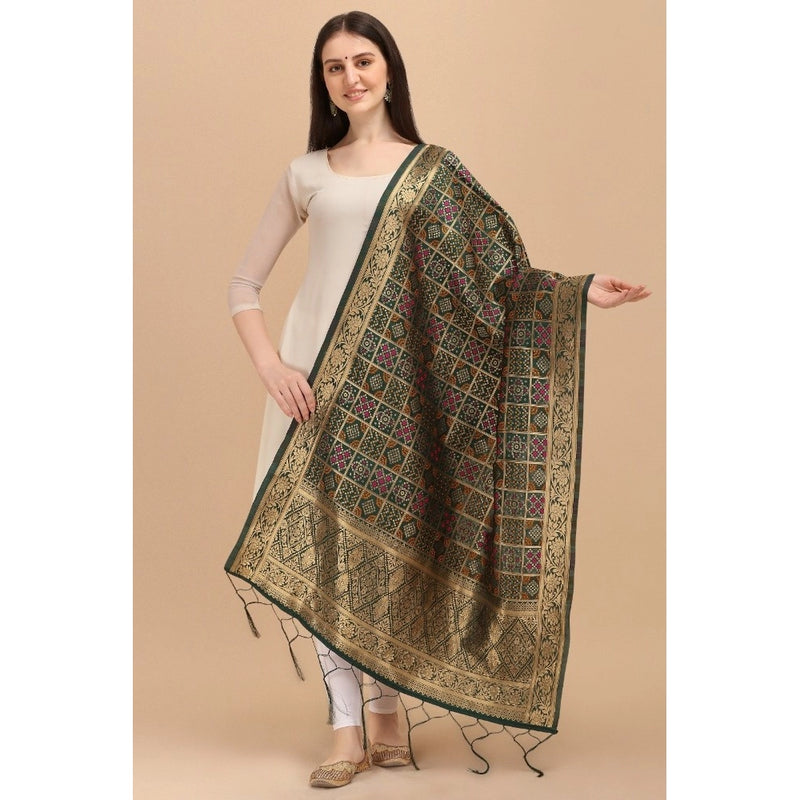 Mayawye Women's Silk Pure weaving Work Duppatta (Green, Length: 2-2.3 Mtrs)