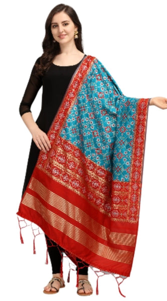 Mayawye Women's Silk Pure weaving Work Duppatta (Blue, Length: 2-2.3 Mtrs)