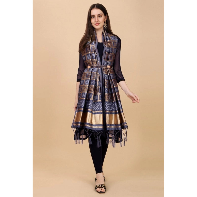 Mayawye Women's Silk Pure weaving Work Duppatta (Grey, Length: 2-2.3 Mtrs)