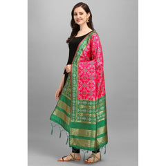 Mayawye Women's Silk Pure weaving Work Duppatta (Pink, Length: 2-2.3 Mtrs)