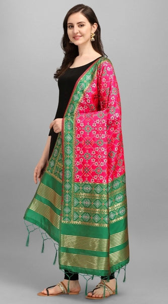 Mayawye Women's Silk Pure weaving Work Duppatta (Pink, Length: 2-2.3 Mtrs)
