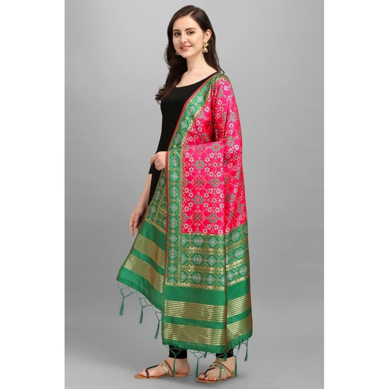 Mayawye Women's Silk Pure weaving Work Duppatta (Pink, Length: 2-2.3 Mtrs)