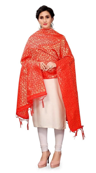 Mayawye Women's Silk Pure weaving Work Duppatta (Red, Length: 2-2.3 Mtrs)