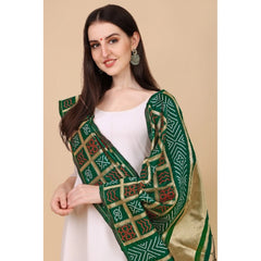 Mayawye Women's Silk Pure weaving Work Duppatta (Green, Length: 2-2.3 Mtrs)