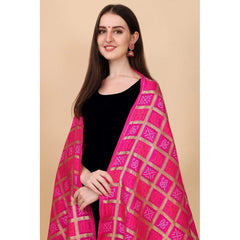 Mayawye Women's Silk Pure weaving Work Duppatta (Pink, Length: 2-2.3 Mtrs)