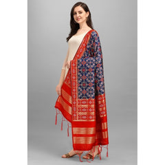 Mayawye Women's Silk Pure weaving Work Duppatta (Navy Blue, Length: 2-2.3 Mtrs)