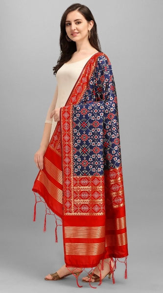 Mayawye Women's Silk Pure weaving Work Duppatta (Navy Blue, Length: 2-2.3 Mtrs)